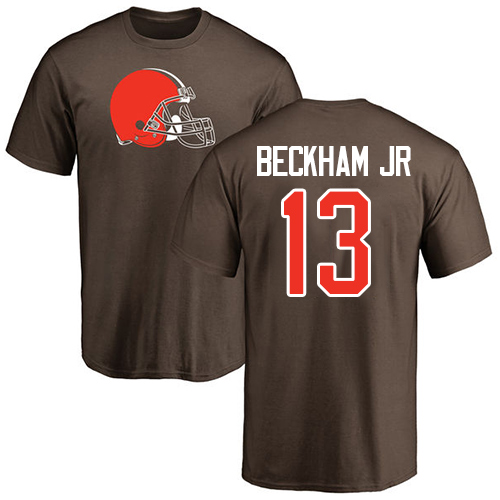 Men Cleveland Browns #13 Beckham Jr Browns Color Name Number Logo Short Sleeve Nike NFL T-Shirt->nfl t-shirts->Sports Accessory